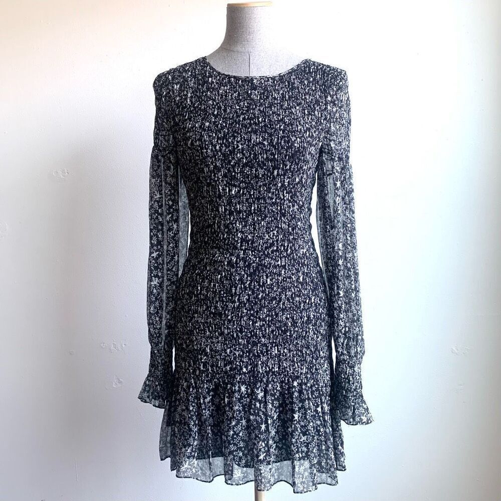 LoveShackFancy Mini Dress Silk Star‎ Celestial Smocked Scarlett Print Women's M - Picture 2 of 11